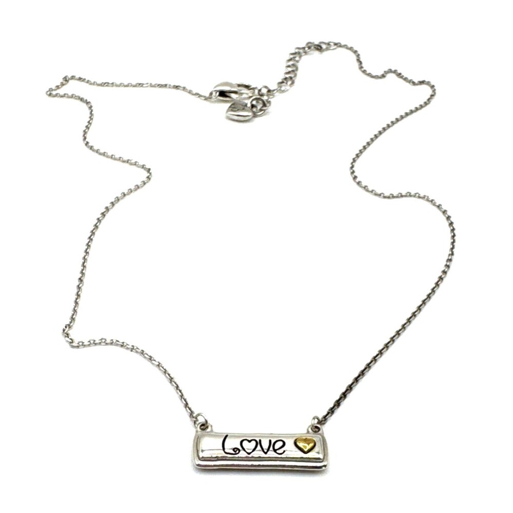 Brighton Petite Love Bar Gold Heart Micro Minis Silver Necklace 18”